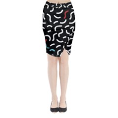 Toucan White Bluered Midi Wrap Pencil Skirt by Mariart