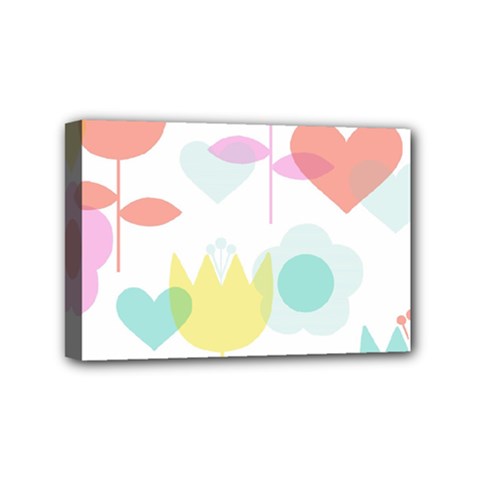 Tulip Lotus Sunflower Flower Floral Staer Love Pink Red Blue Green Mini Canvas 6  X 4  by Mariart