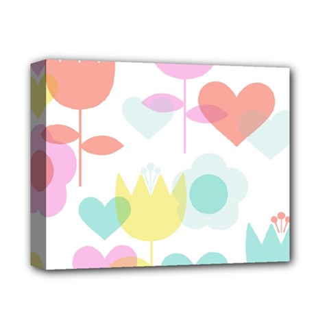 Tulip Lotus Sunflower Flower Floral Staer Love Pink Red Blue Green Deluxe Canvas 14  X 11  by Mariart