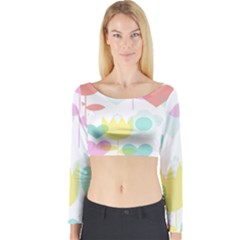 Tulip Lotus Sunflower Flower Floral Staer Love Pink Red Blue Green Long Sleeve Crop Top by Mariart