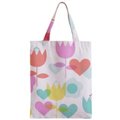 Tulip Lotus Sunflower Flower Floral Staer Love Pink Red Blue Green Zipper Classic Tote Bag