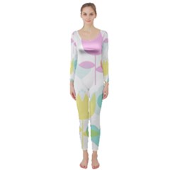 Tulip Lotus Sunflower Flower Floral Staer Love Pink Red Blue Green Long Sleeve Catsuit by Mariart