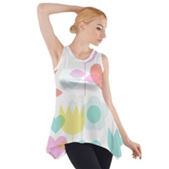 Tulip Lotus Sunflower Flower Floral Staer Love Pink Red Blue Green Side Drop Tank Tunic by Mariart