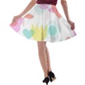 Tulip Lotus Sunflower Flower Floral Staer Love Pink Red Blue Green A-line Skater Skirt View2