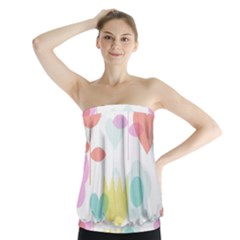 Tulip Lotus Sunflower Flower Floral Staer Love Pink Red Blue Green Strapless Top by Mariart