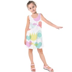 Tulip Lotus Sunflower Flower Floral Staer Love Pink Red Blue Green Kids  Sleeveless Dress