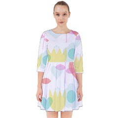 Tulip Lotus Sunflower Flower Floral Staer Love Pink Red Blue Green Smock Dress