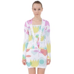 Tulip Lotus Sunflower Flower Floral Staer Love Pink Red Blue Green V-neck Bodycon Long Sleeve Dress by Mariart