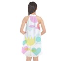 Tulip Lotus Sunflower Flower Floral Staer Love Pink Red Blue Green Halter Neckline Chiffon Dress  View2