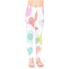 Tulip Lotus Sunflower Flower Floral Staer Love Pink Red Blue Green Kids  Legging by Mariart