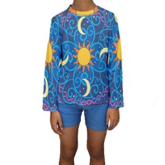 Sun Moon Star Space Vector Clipart Kids  Long Sleeve Swimwear by Mariart