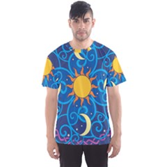 Sun Moon Star Space Vector Clipart Men s Sports Mesh Tee