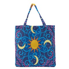 Sun Moon Star Space Vector Clipart Grocery Tote Bag by Mariart