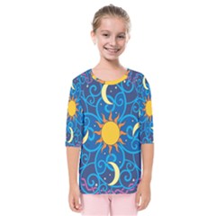 Sun Moon Star Space Vector Clipart Kids  Quarter Sleeve Raglan Tee