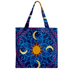 Sun Moon Star Space Vector Clipart Zipper Grocery Tote Bag by Mariart