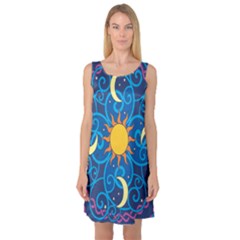 Sun Moon Star Space Vector Clipart Sleeveless Satin Nightdress