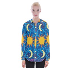 Sun Moon Star Space Vector Clipart Womens Long Sleeve Shirt