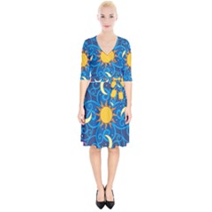 Sun Moon Star Space Vector Clipart Wrap Up Cocktail Dress by Mariart