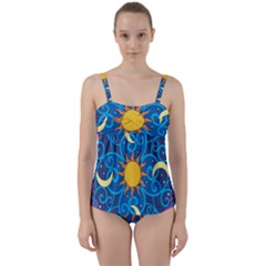 Sun Moon Star Space Vector Clipart Twist Front Tankini Set by Mariart