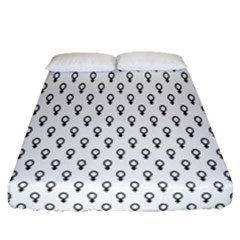 Woman Sign Circle Black Fitted Sheet (queen Size)