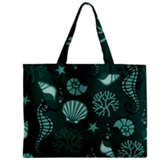 Vector Seamless Pattern With Sea Fauna Seaworld Zipper Mini Tote Bag