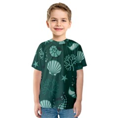 Vector Seamless Pattern With Sea Fauna Seaworld Kids  Sport Mesh Tee