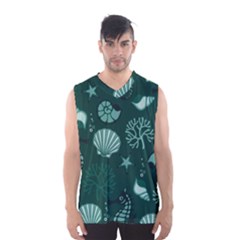 Vector Seamless Pattern With Sea Fauna Seaworld Men s Basketball Tank Top by Mariart