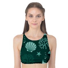 Vector Seamless Pattern With Sea Fauna Seaworld Tank Bikini Top