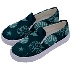 Vector Seamless Pattern With Sea Fauna Seaworld Kids  Canvas Slip Ons