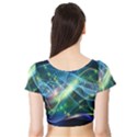 Waveslight Chevron Line Net Blue Short Sleeve Crop Top (Tight Fit) View2