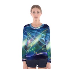 Waveslight Chevron Line Net Blue Women s Long Sleeve Tee