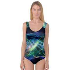 Waveslight Chevron Line Net Blue Princess Tank Leotard  by Mariart