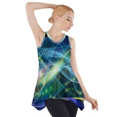 Waveslight Chevron Line Net Blue Side Drop Tank Tunic by Mariart