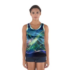 Waveslight Chevron Line Net Blue Sport Tank Top 