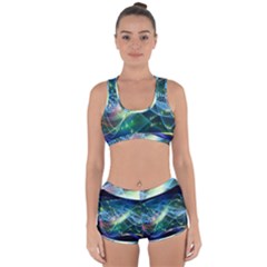 Waveslight Chevron Line Net Blue Racerback Boyleg Bikini Set by Mariart