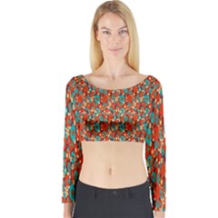 Surface Patterns Bright Flower Floral Sunflower Long Sleeve Crop Top by Mariart