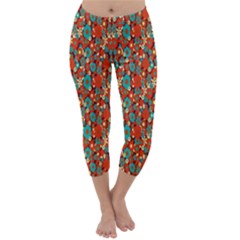 Surface Patterns Bright Flower Floral Sunflower Capri Winter Leggings  by Mariart