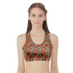 Surface Patterns Bright Flower Floral Sunflower Sports Bra With Border