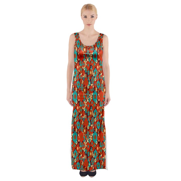 Surface Patterns Bright Flower Floral Sunflower Maxi Thigh Split Dress