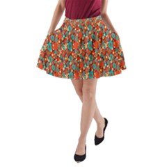 Surface Patterns Bright Flower Floral Sunflower A-line Pocket Skirt by Mariart