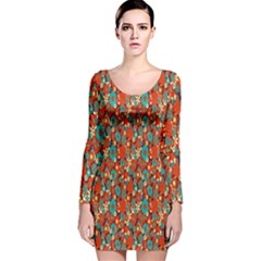 Surface Patterns Bright Flower Floral Sunflower Long Sleeve Velvet Bodycon Dress