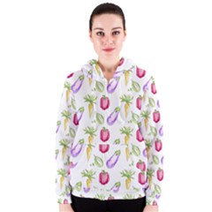 Vegetable Pattern Carrot Women s Zipper Hoodie by Mariart