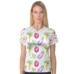 Vegetable Pattern Carrot V-neck Sport Mesh Tee