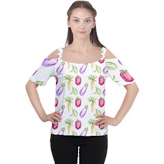 Vegetable Pattern Carrot Cutout Shoulder Tee