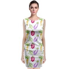 Vegetable Pattern Carrot Sleeveless Velvet Midi Dress by Mariart