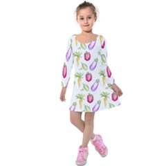 Vegetable Pattern Carrot Kids  Long Sleeve Velvet Dress