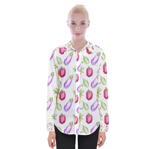 Vegetable Pattern Carrot Womens Long Sleeve Shirt by Mariart