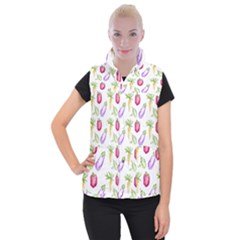 Vegetable Pattern Carrot Women s Button Up Puffer Vest by Mariart