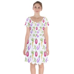 Vegetable Pattern Carrot Short Sleeve Bardot Dress by Mariart