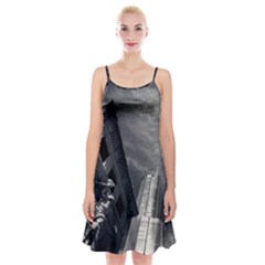 Chicago Skyline Tall Buildings Spaghetti Strap Velvet Dress